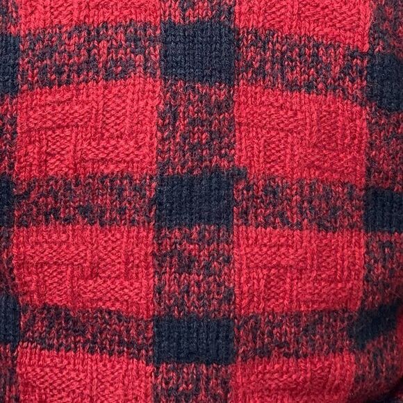 Polo Ralph Lauren Vintage Hand Knit Red & Black Multi Wool V-Neck L/S Sweater - Picture 11 of 16